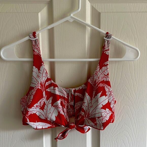 Red & White Tropical Print Bikini - Picture 1 of 10